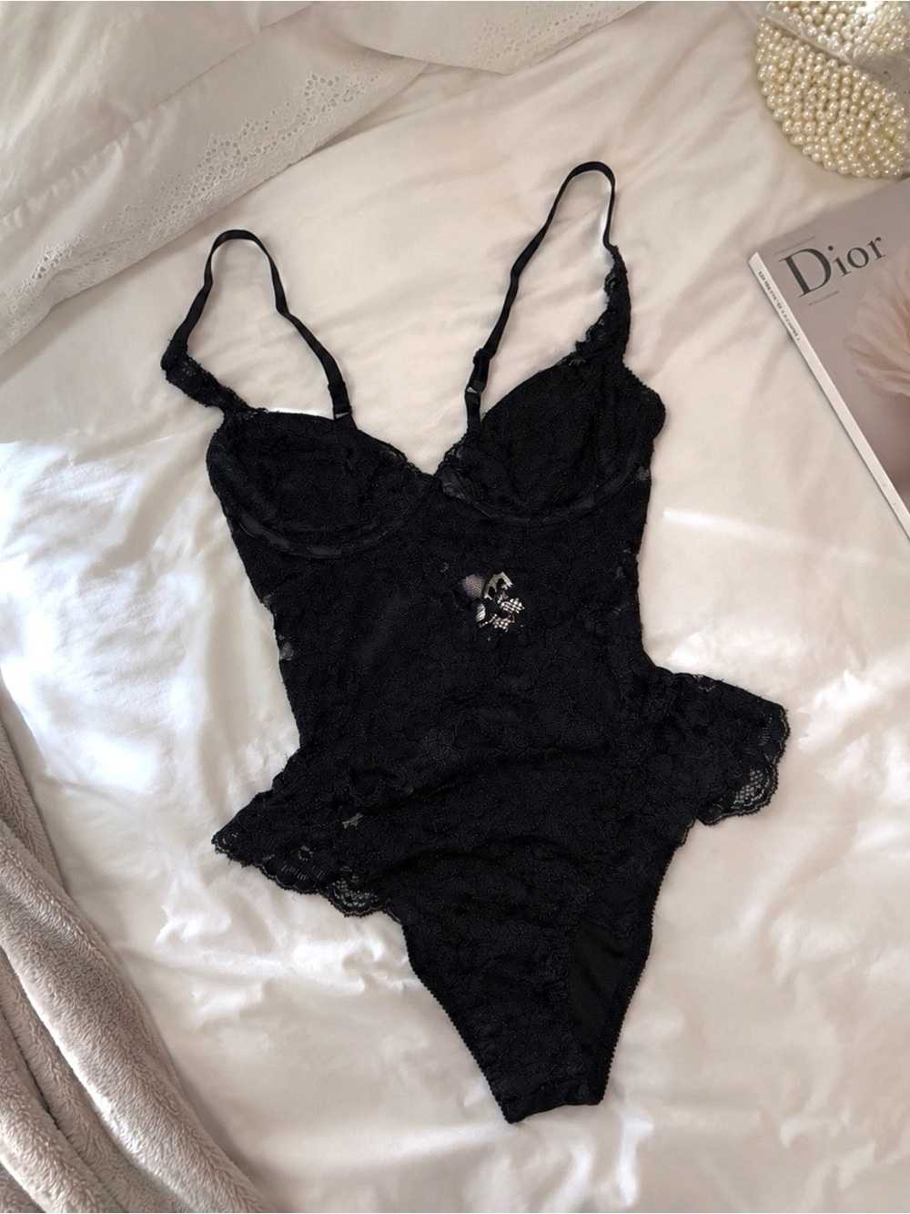 vintage 1980s victoria’s secret gold crown black lace teddy bodysuit